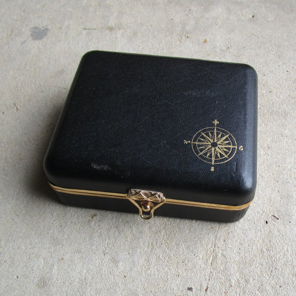 Vintage 70's Compass Hinged Men's jewelry box